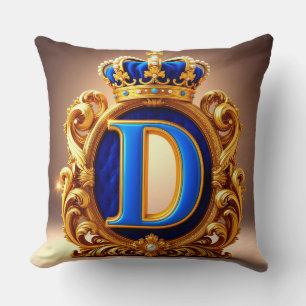 Royal Blue Letter D Monogram Cushion