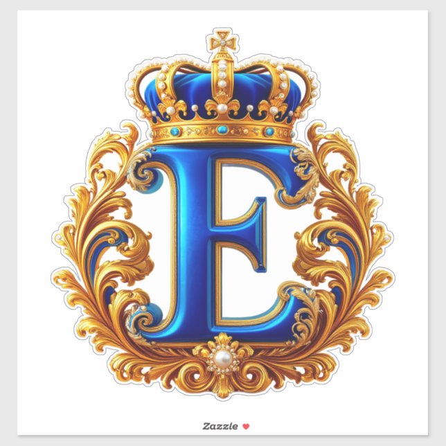 Royal Blue Letter E Monogram (Sheet)