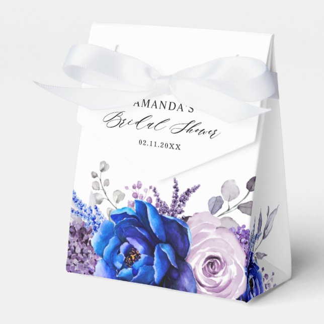 Royal Blue Lilac Purple Bridal Shower Thank You Favour Box (Front Side)