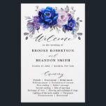 Royal Blue Lilac Purple Floral Wedding Program<br><div class="desc">Elegant royal blue white silver theme wedding program featuring elegant bouquet of royal blue,  Navy,  silver,  pure white colour rose flowers buds and sage green eucalyptus leaves. Please contact me for any help in customisation or if you need any other product with this design.</div>