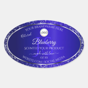 Royal Blue Logo Initials Glitter Product Labels