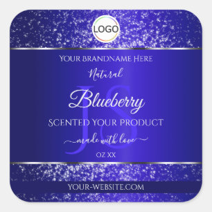 Royal Blue Logo Initials Glitter Product Labels