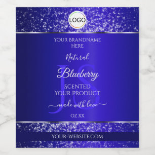 Royal Blue Logo Initials Glitter Product Labels