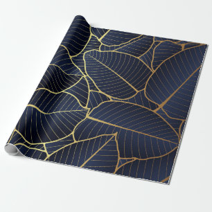Royal Blue Luxury Gold leaf Gift Wrapping Paper