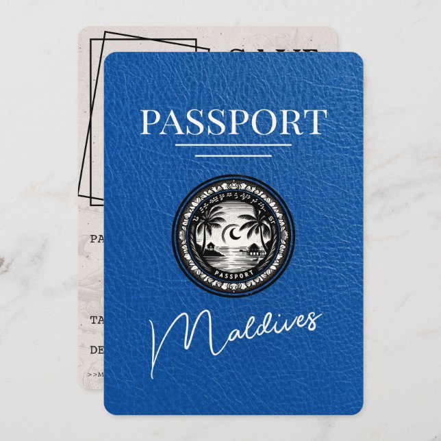 Royal Blue Maldives Passport Save The Date (Front/Back)