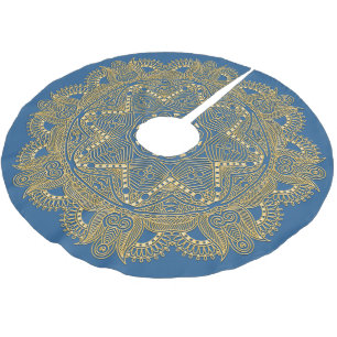 Royal Blue Mandala Star Pattern Fleece Brushed Polyester Tree Skirt