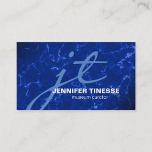 Royal Blue Marble with White Veins Business Card