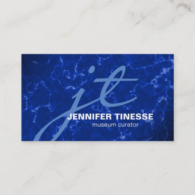 Royal Blue Marble with White Veins Business Card (Front)