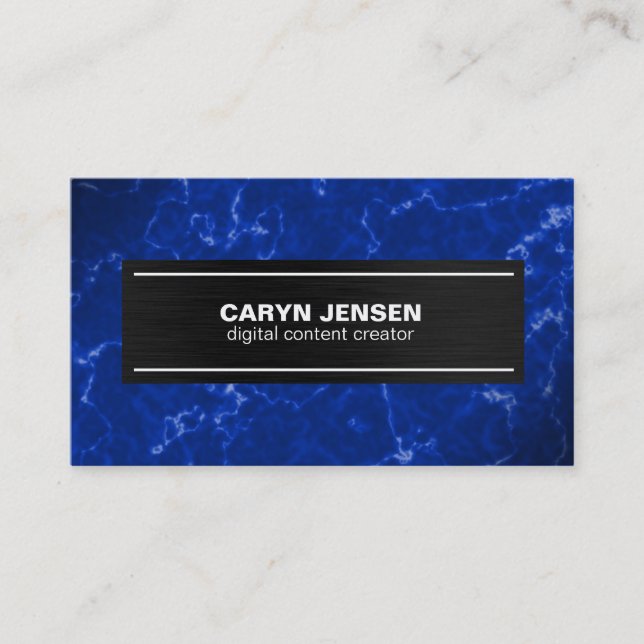 Royal Blue Marble with White Veins Business Card (Front)