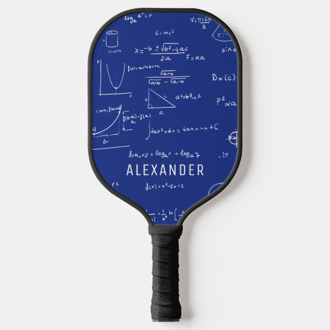 Royal Blue Math Physics Equations Personalised Pickleball Paddle (Front)