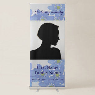 Royal blue memorial retractable banner