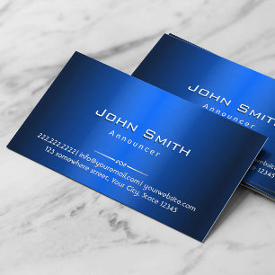 Royal Blue Metal Announcer Business Card