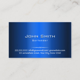 Royal Blue Metal Bartender Business Card