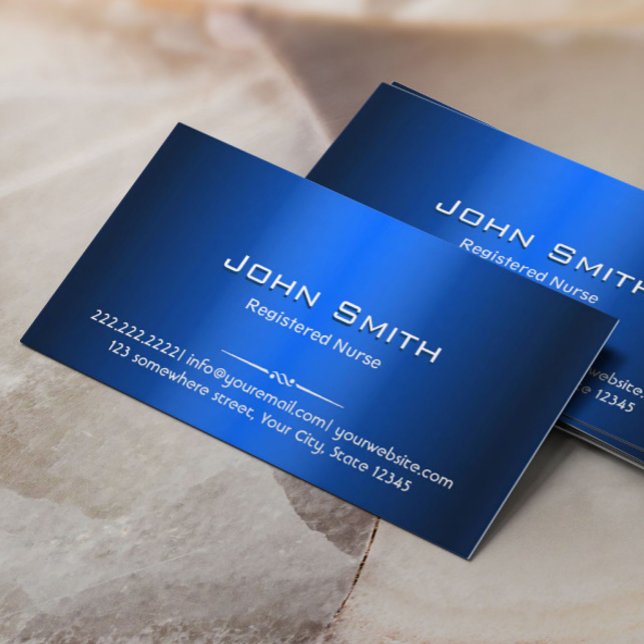 Royal Blue Metal Nurse Business Card (Creator Uploaded)