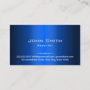 Royal Blue Metal Reporter Business Card