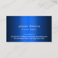 Royal Blue Metal Travel Agent Business Card