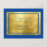 Royal Blue & Metallic Gold Regal Save our Date