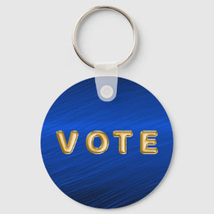 Royal Blue Metallic Graphic Vote Key Ring