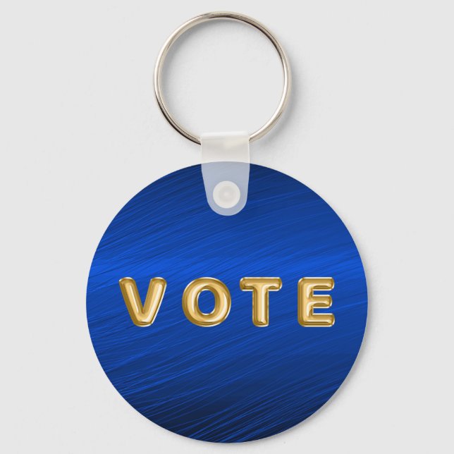 Royal Blue Metallic Graphic Vote Key Ring (Front)