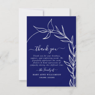 Royal Blue Minimal Arch Text Script Funeral Thank You Card