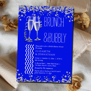 Royal Blue Minimal Brunch And Bubbly Invitation