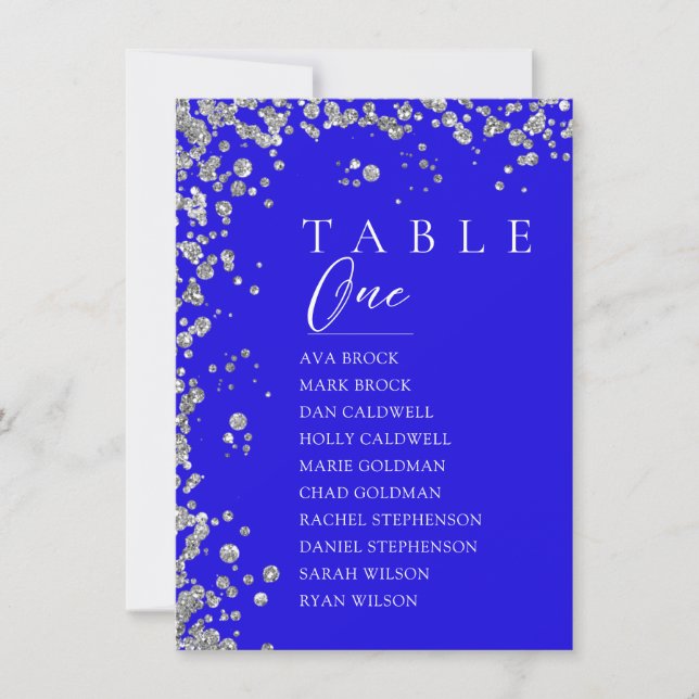 Royal Blue Minimal Table Number Seating Chart (Front)