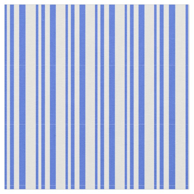 Royal Blue & Mint Cream Stripes Pattern Fabric (Close Up)