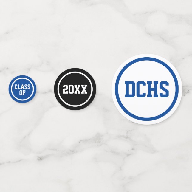 Royal Blue Modern Circles Photo Graduation Confetti (Fronts)