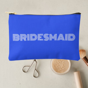 Royal Blue Modern Typography Bridesmaid Accessory Pouch