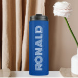 Royal Blue Modern Typography Groomsman Thermal Tumbler<br><div class="desc">A gift for your wedding groomsman or best man! Keep hot beverages hot and cold beverages cold with this insulated,  metal thermal tumbler that is a trendy,  teal blue colour along with name printed in white,  modern style typography. Edit your thermal tumbler and replace name with your desired name.</div>