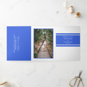 Royal Blue Modern Wedding Suite Tri-Fold Invitation