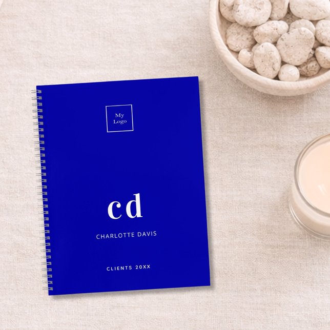 Royal blue monogram business logo notebook (Creator Uploaded)