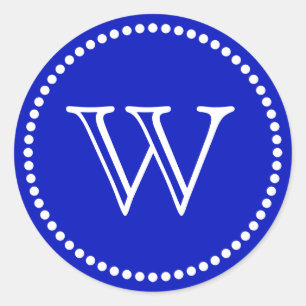 Royal Blue Monogram Envelope Seals Favour Tags