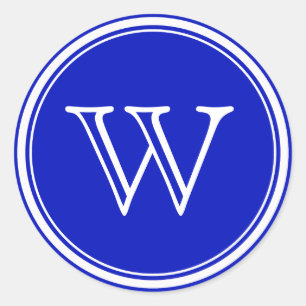 Royal Blue Monogram Envelope Seals Favour Tags