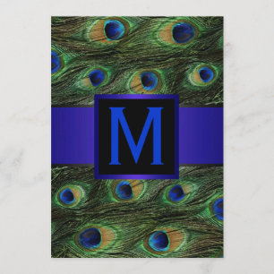 Royal Blue Monogram Peacock Invitation
