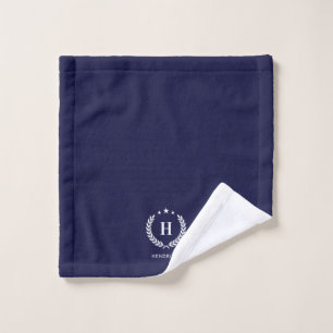 Royal Blue Monogram Stylish Modern Minimalist Wash Cloth