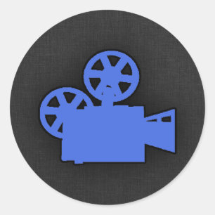 Royal Blue Movie Camera Classic Round Sticker