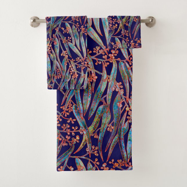 Royal Blue Mystical Eucalyptus Bath Towel Set (Insitu)