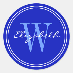 Royal Blue Name Monogram Envelope Seals