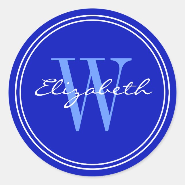 Royal Blue Name Monogram Envelope Seals (Front)