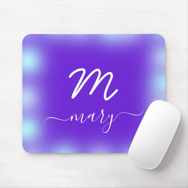 Royal Blue Navy Name Monogram Cobalt Indygo Mouse Mat (With Mouse)