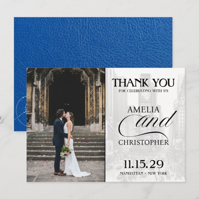 Royal Blue New York City Passport Thank You Card (Front/Back)