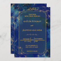 Royal Blue Nikah Islamic Muslim Wedding Invitation