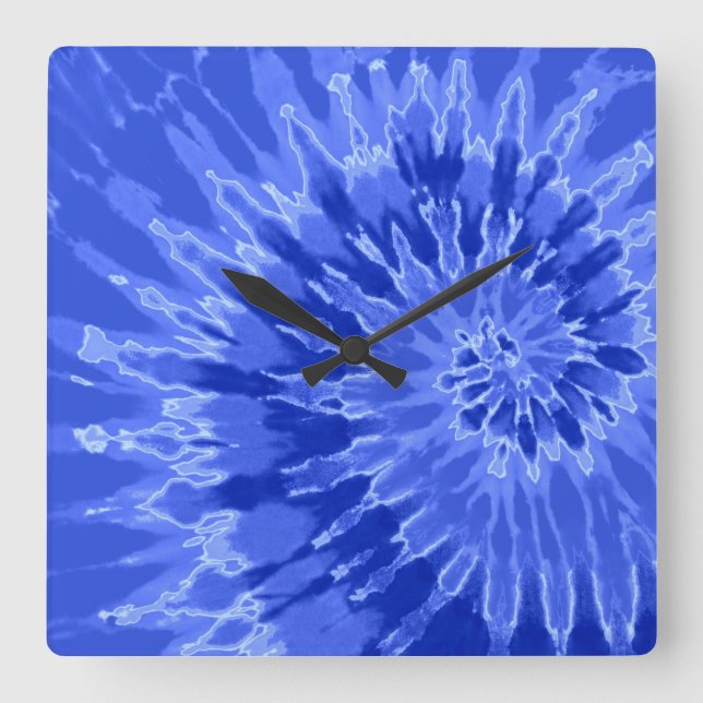 Royal Blue on Blue Spiral Tie Dye Clock (Front)