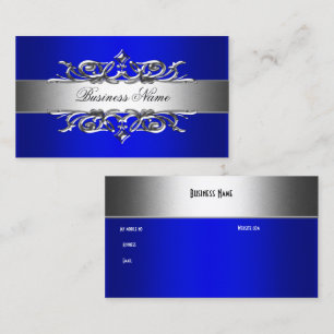 Royal Blue On Silver Elegant Business Card