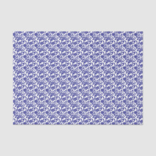 Royal Blue on White Rose Modern Damask Floral Tissue Paper