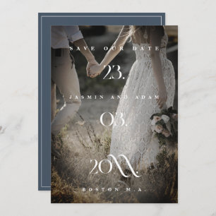 Royal Blue Opulence Minimal Photo Wedding Save The Date