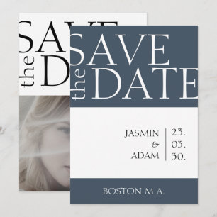 Royal Blue Opulence Minimal Photo Wedding Save The Date