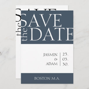 Royal Blue Opulence Minimal Typography Wedding Save The Date
