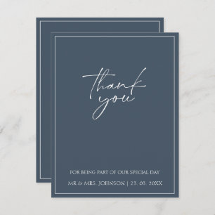 Royal Blue Opulence Script Typography Wedding Thank You Card